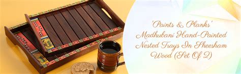 ExclusiveLane 'Madhubani Handpainted' Decorative Wooden Tray Set for ...