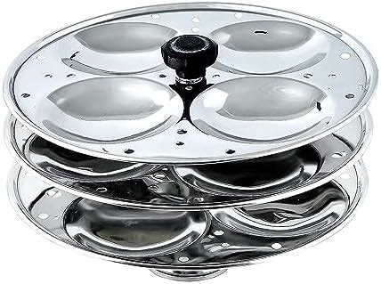3 Plates Stainless Steel Heavy Quality Idli Stand | Idli Maker Makes 12 ...