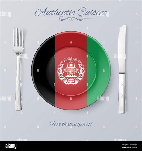 Authentic Cuisine of Afghanistan. Plate with Afghan Flag and Cutlery ...