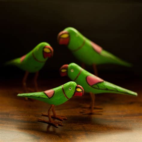 ExclusiveLane 'Parrot Family' Wooden Decorative Items for Living Room ...