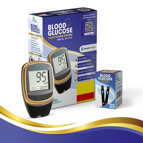 Buy Apollo Pharmacy Smart Blood Glucose Monitoring Bluetooth System ...