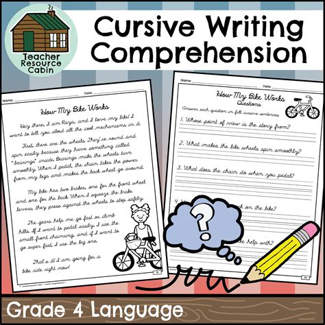 Grade 4 Cursive Comprehension Passages and Questions - Teacher Resource Cabin