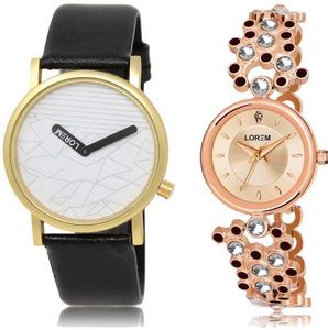LOREM LK-37--256 White - Rose Gold Color Analog Watch - For Men & Women ...