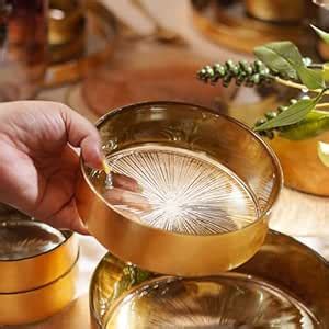 Buy PURE HOME + LIVING Set of 2 Gold Serving Bowls with Goil Foil Rim ...