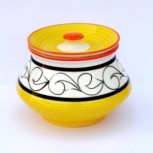 ARDVAN INDIA Handpainted & Handcrafted Ceramic Black Floral Yellow ...