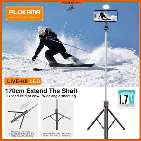1.7 Meters Long Extendable Wireless Selfie-Stick Monopod Tripod ...