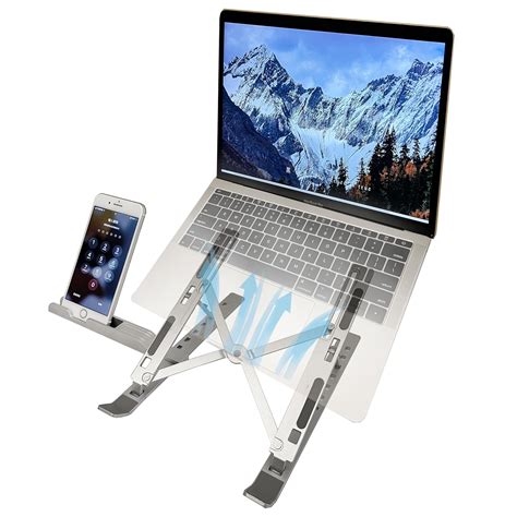 TARKAN 2 in 1 Portable & Foldable Aluminium Laptop Stand + Mobile Stand ...
