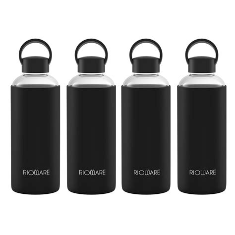 Rioware Aquashot Borosilicate Glass Water Bottle With Silicon Sleeve ...