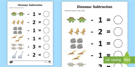Editable Dinosaur Themed Subtraction Worksheet - Twinkl