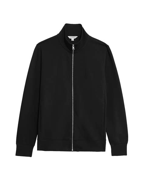 Buy Cotton Rich Zip Up Funnel Neck Jacket at Marks & Spencer