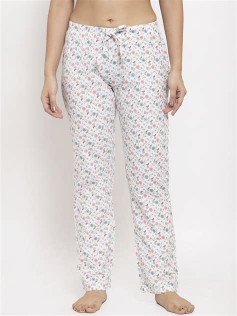 Wolfpack Women White Printed Night Pants - Crosscreek