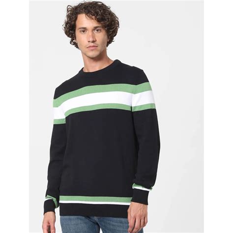 Black Colourblock Cotton Sweater – celio.in