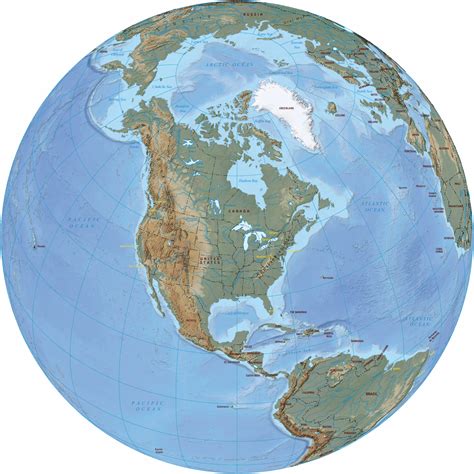 North America in the Globe - United States, Canada, Bahamas