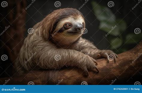 A Beautiful Photograph of the Pygmy Three-toed Sloth Stock Illustration ...