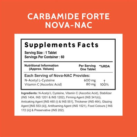 Carbamide Forte N Acetyl Cysteine 600mg Supplements with Vitamin C 80m