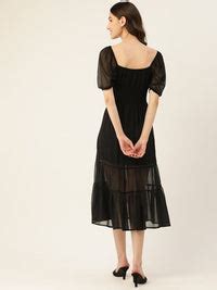 Rue Collection Tie-Up Neck Chiffon A-Line Midi Dress – RueCollections