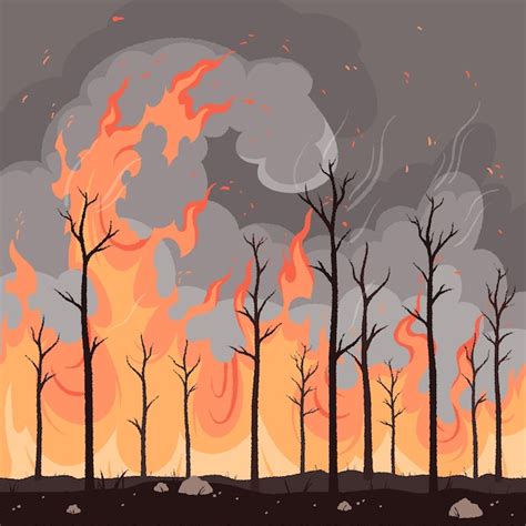 Ilustração de incêndio florestal desenhada à mão | Vetor Grátis