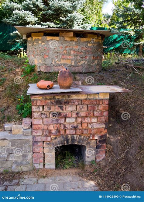 Homemade Brick Oven for Burning Pottery in the Yard Stock Photo - Image ...