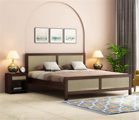 GCA1 WOODZONE Solid Sheesham Wood King Size Bed Without Storage ...