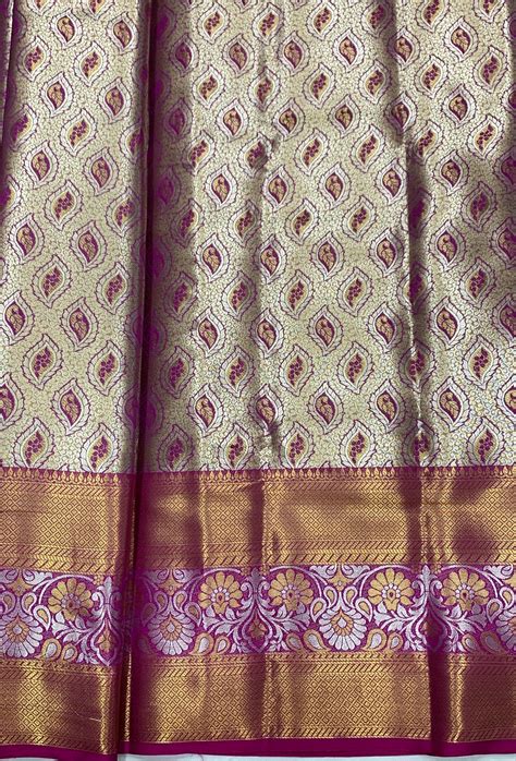 Fancy Tissue Saree Golden Colour with Pink Border – Kumaran Silk