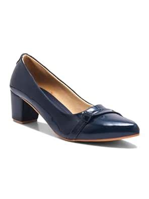 Buy Shuz Touch Blue Classic Patent Block Heels at Amazon.in