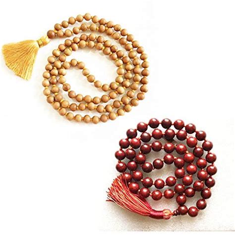 RDK Handcrafted Original White & Red Sandalwood Mala Rosary Combo Lal ...