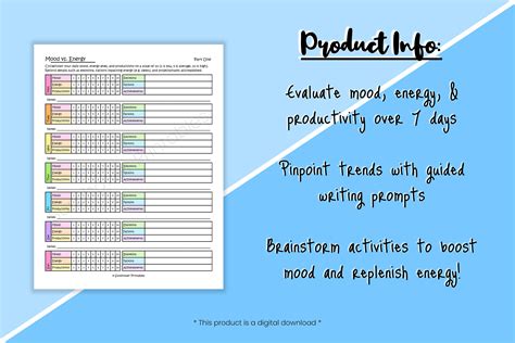 Mood Vs Energy Printable Worksheets - Emotion Exploration Prompts ...