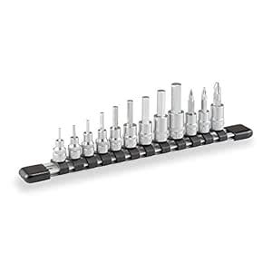 TONE 1/4" Drive 12 Piece Metric Hex and Phillips Head Socket Set w ...
