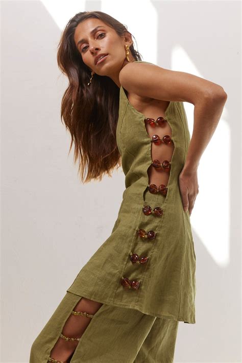 Tia Linen Mini Dress Olive | Mini dress, Linen mini dress, Fashion