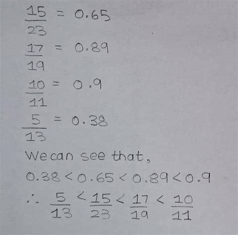 Q50. The descending order of the following fraction 15/23,17/19,10/11,5 ...