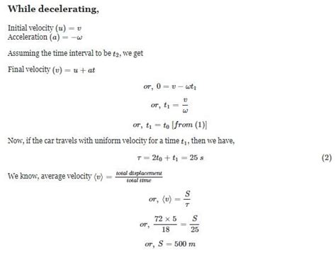 A car starts moving rectilinearly, first with acceleration ω = 5.0 m/s2 ...