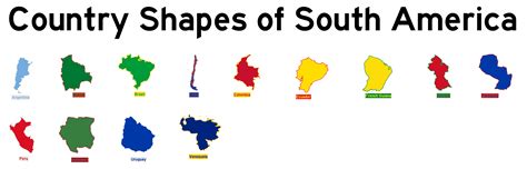 Country Shapes of South America (White Background) by ...
