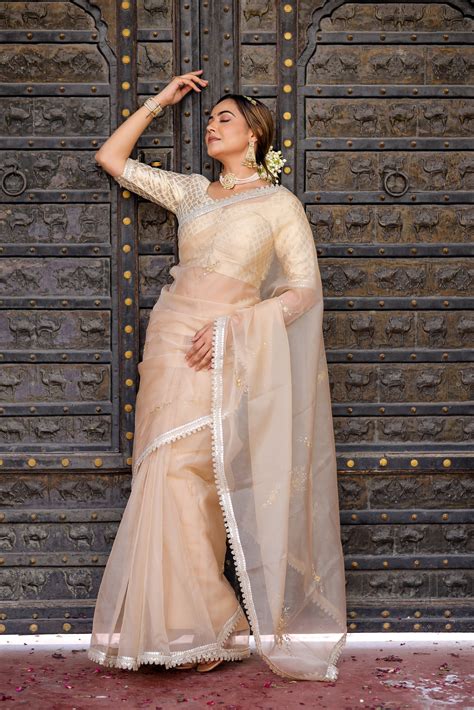 Sarees hand painted with organic colors on natural fabrics. | Beige ...