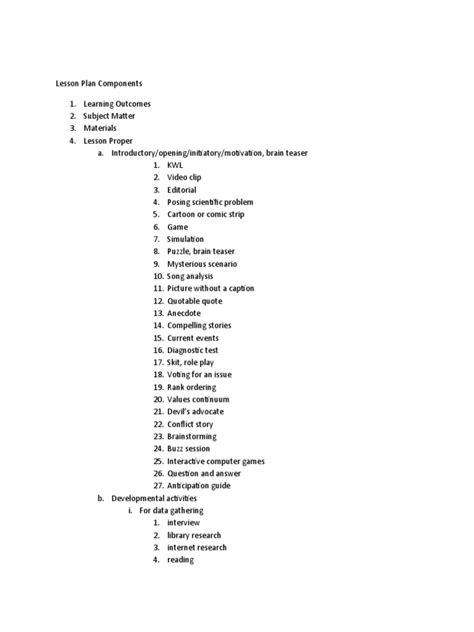 Lesson Plan Components 的图像结果