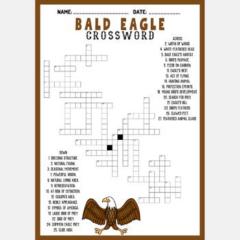 AMERICAN BALD EAGLE crossword puzzle worksheet activity by Mind Games ...