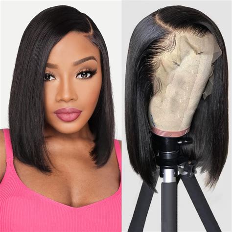 Amazon.com : Iridescent 12 Inch Bob Wig Human Hair 13x4 Lace Front Bob ...