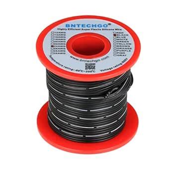 BNTECHGO 24 Gauge Silicone Ribbon Cable Flexible 4P Black 25 ft Flat ...