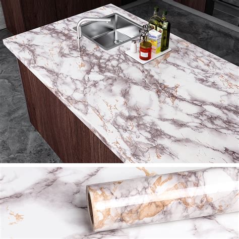 VEELIKE Grey Marble Contact Paper Countertop Covers Peel and Stick ...