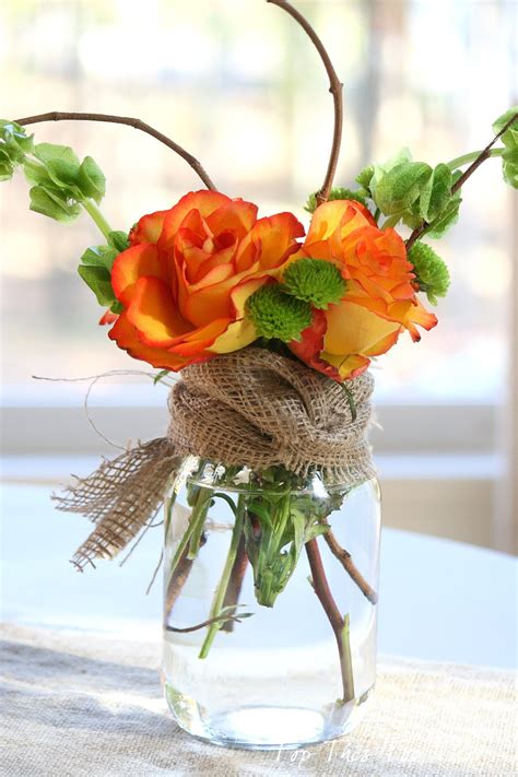 Fall Mason Jar Flower Arrangement - Mason Jar Crafts Love