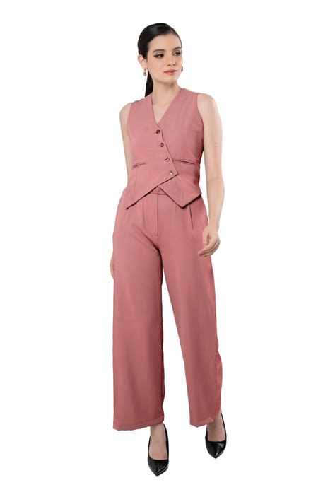 Shop Peach Formal Blazer With Skirt Co Ord Set for Women Online