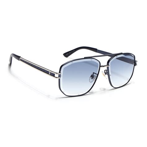 Wayfarer Sunglasses for Men & Women (Grey & Clear Lens | Blue & Silver