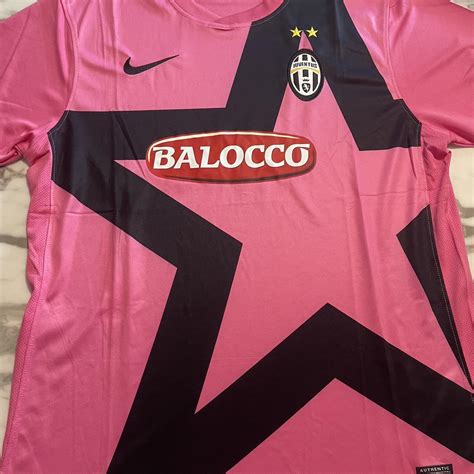 Juventus 11-12 Away Pink Star Soccer Jersey Size... - Depop