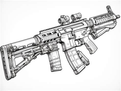 Premium AI Image | a drawing of a machine gun with a scope on it ...
