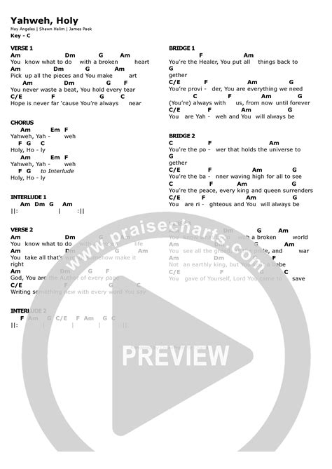Yahweh Holy (Church Version) Chords PDF (May Angeles / James Paek ...