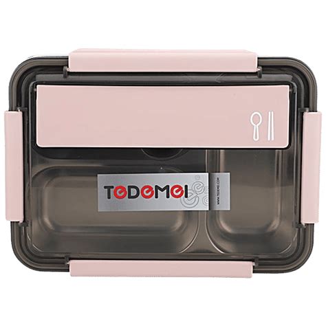 Buy Tedemei Lunch Box - Stainless Steel Interior, 3 Compartment, Pink ...