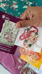 Buy CraftVatika Rakhi for Brother and Bhabhi Lumba Floral Rakhi Kundan ...