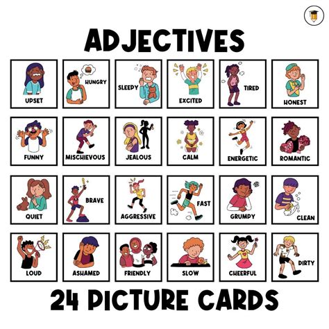ADJECTIVES Picture Cards | Parts of Speech | Writing | Flashcards ...