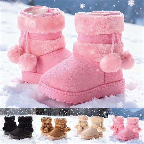 Obersheen Toddler Warm Fur Lined Boots Kids Girls Boys Winter Non Slip ...