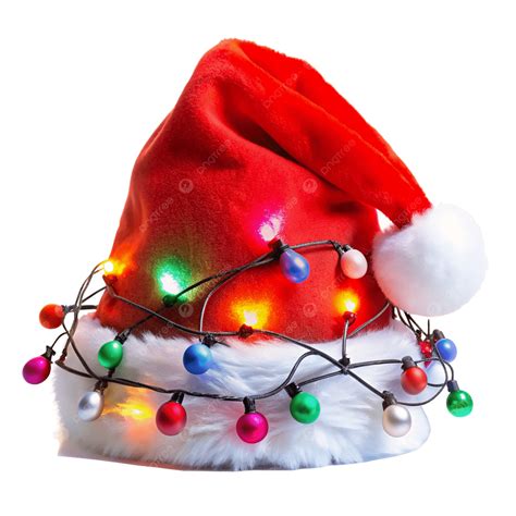 Santa Hat With Colorful Christmas Lights, Santa Hat, Transparent Santa ...