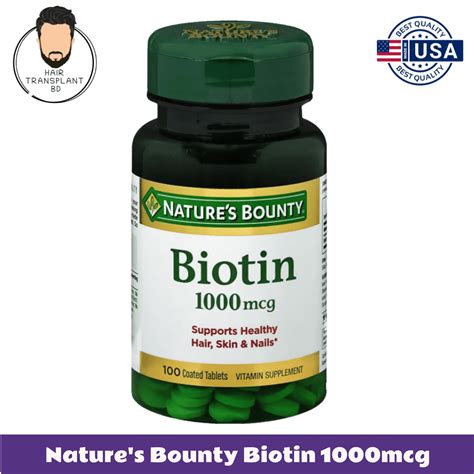 Nature's Bounty Biotin 1000mcg 100 Tablets - Hair Transplant BD